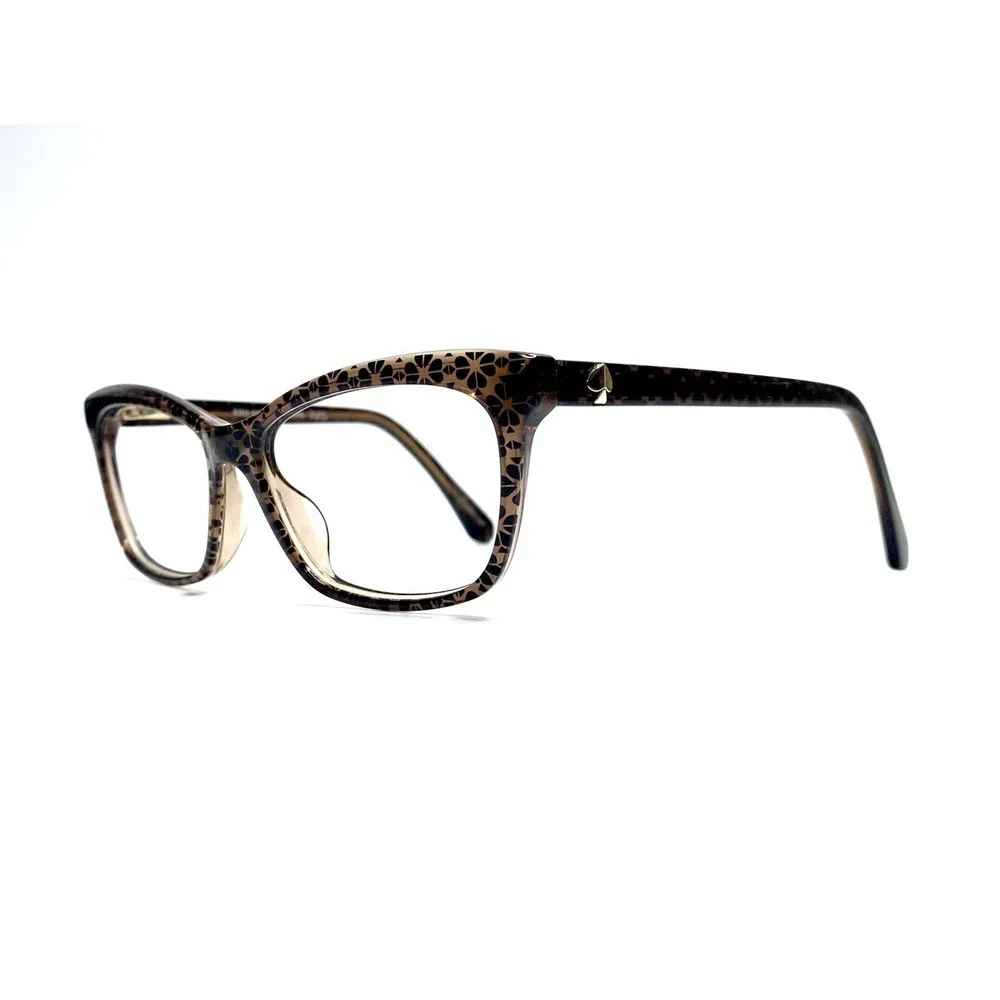 New Kate Spade Brown Clear Graphic Heart Cat Eye Glasses Cardea FL4 51 15 140
